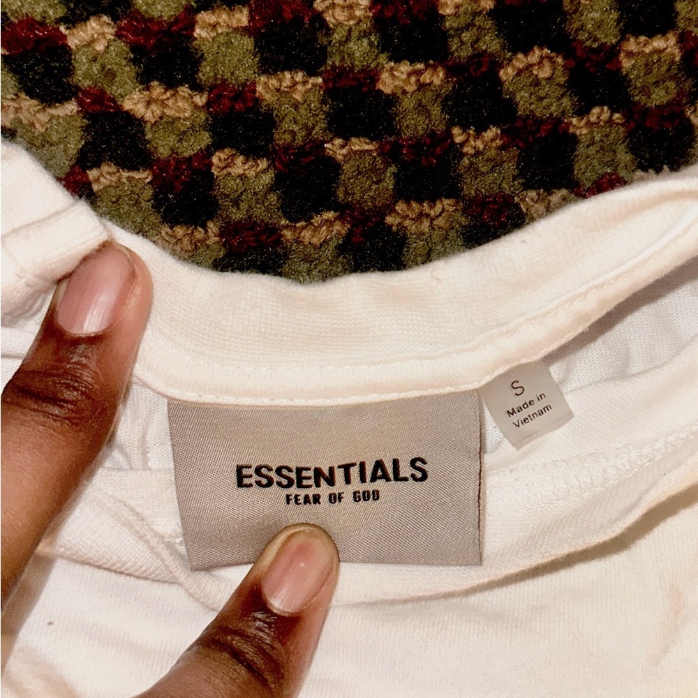 Essentials White Tee with Gray Logo Patch - image 3